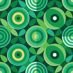 Fototapeta premium Seamless green Bauhaus circle pattern background wallpaper
