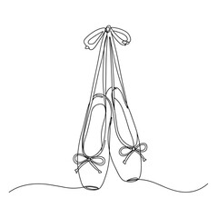 Ballet shoes illustrated in continuous line art style  