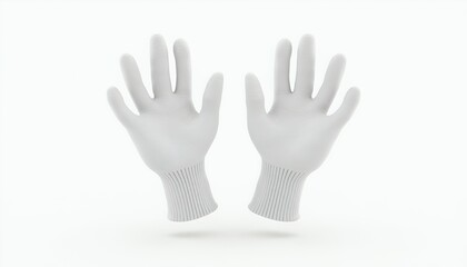 Obraz premium Pair of White Gloves with Ribbed Cuffs - 3D Render
