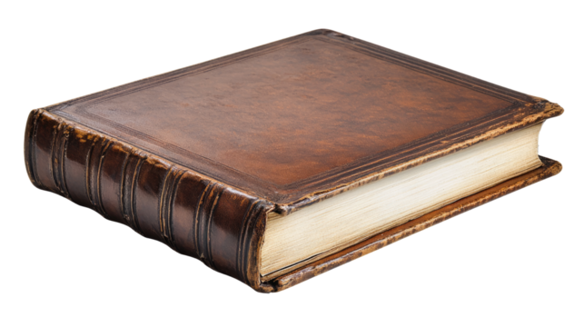 Blank hardcover book with clean white pages isolated on white background
