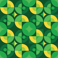 Seamless green Bauhaus circle pattern background wallpaper