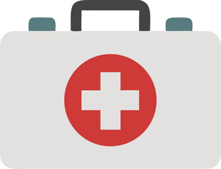 Obraz premium Vector art of a flat design illustration of a medical first aid kit with a red cross inside a red circle