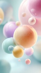 Colorful Abstract Spheres in Soft Pastel Background for Design