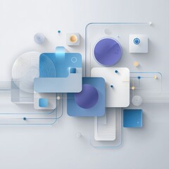 Abstract Geometric Shapes in Soft Blue and White Tones