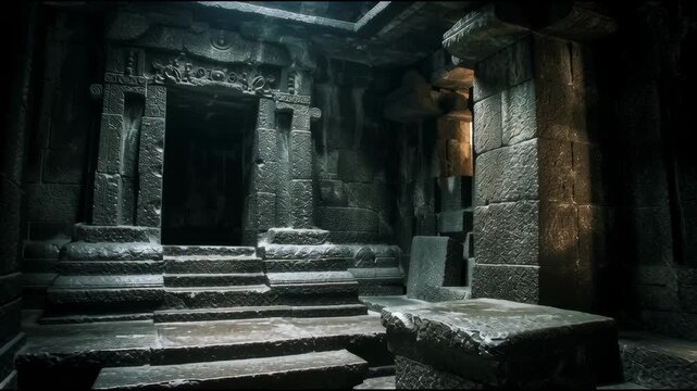 Mysterious Temple Ruins With Flickering Torchlight is a mystical animated background perfect for dark fantasy visuals, ancient mythology reels, or spiritual storytelling scenes.