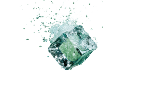 Ice cube splash, white isolate background