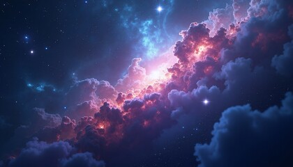 Cosmic Cloudscape: Vibrant Nebula and Stars
