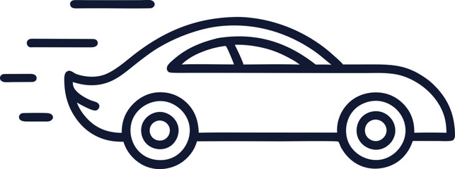 speedy car icon in motion lines style