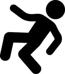 Slippery surface icon depicting a person falling due to a hazard or obstacle on the floor
