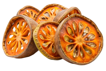 Dry bael fruit Aegle marmelos isolated on transparent surface PNG transparent background
