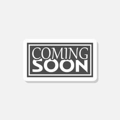 Coming soon red sign sticker isolated on gray background