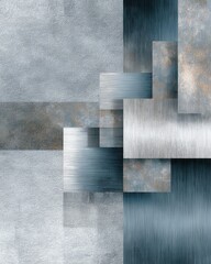 Modern Abstract Art with Geometric Shapes in Blue and Gray Tones