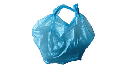 Blue plastic bag isolated on white background