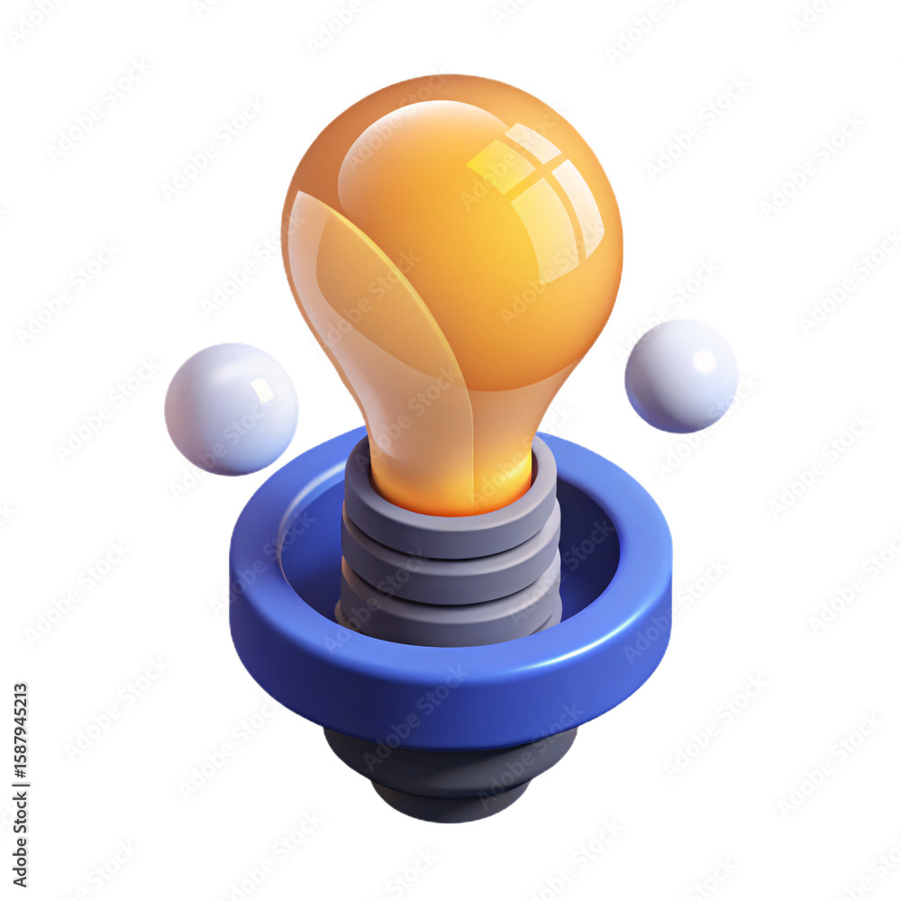 Poster 3d rendering of a light bulb icon on a transparent background symbolizing innovation and ideas for b