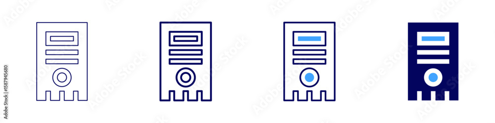 Poster cpu architecture icon in 4 different styles. thin line, line, bold line, duotone. duotone style. edi
