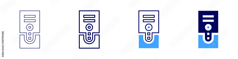 Poster cpu cache icon in 4 different styles. thin line, line, bold line, duotone. duotone style. editable s