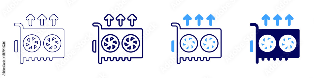 Poster memory bandwidth icon in 4 different styles. thin line, line, bold line, duotone. duotone style. edi