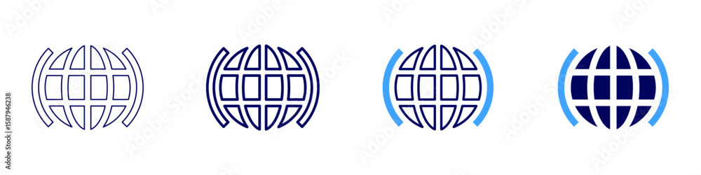 Poster internet analytics icon in 4 different styles. thin line, line, bold line, duotone. duotone style. e