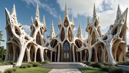 Fusion of Gothic and bio-organic architecture, bone spires.