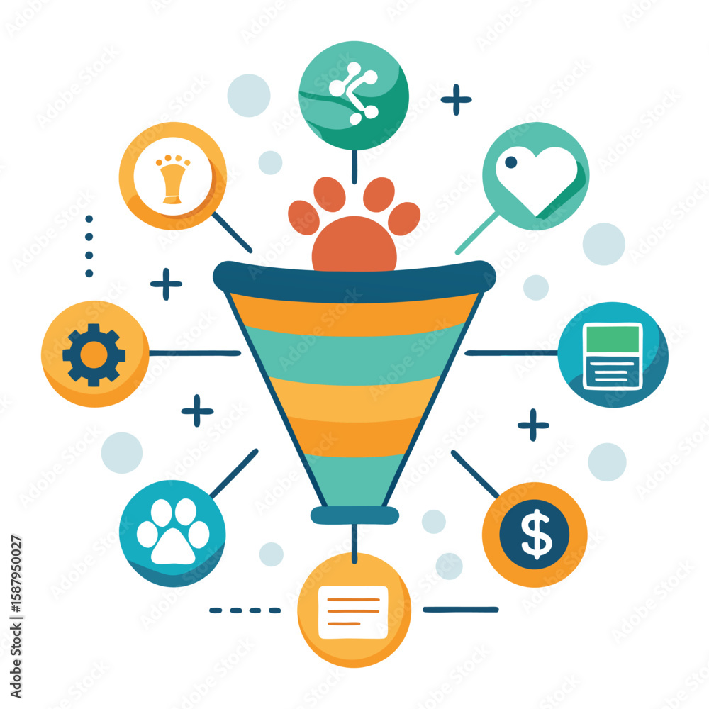 Poster a visual representation showcasing the various elements involved in business and marketing with the 