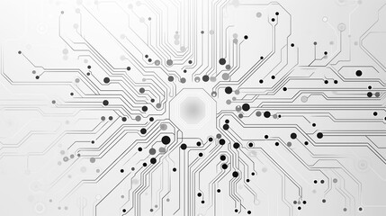 Minimal white AI technology background with subtle circuits and neural nodes, clean futuristic design for tech presentations