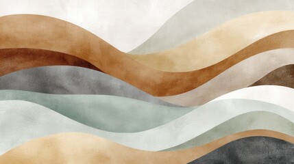 Abstract Wave Patterns in Earthy Tones for Modern Interiors