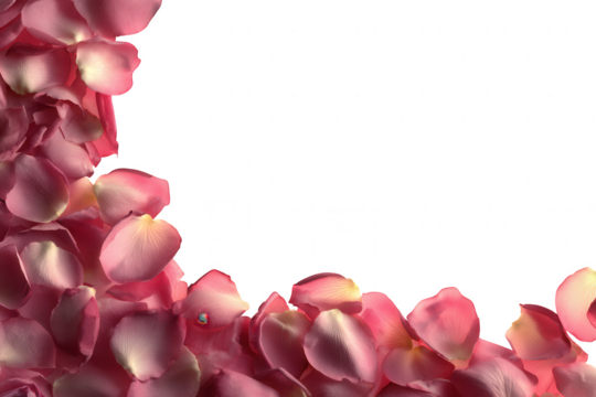 Pink rose petals forming a decorative border isolated on transparent background - Powered by Adobe