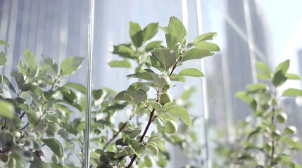 Obraz premium Patterned Glass Structure of Eco-Friendly Office Tower