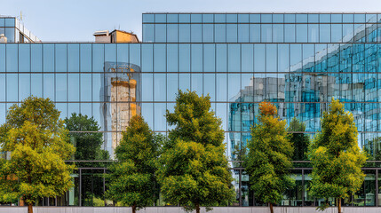 Obraz premium Patterned Glass Structure of Eco-Friendly Office Tower