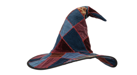 Colorful Patchwork Wizard Hat Accessory.