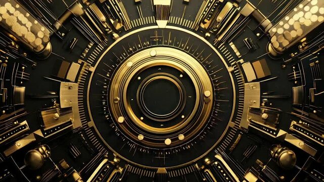 Intricate gold and black circular mechanism, detailed texture