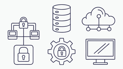 Technology icons security data cloud computing vector
