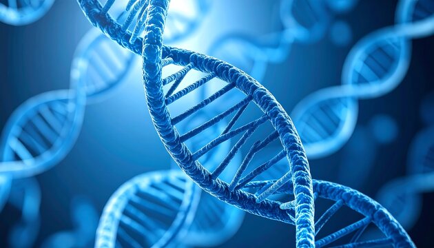 DNA double helix in blue