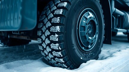 Heavy-duty truck tire tread in snow