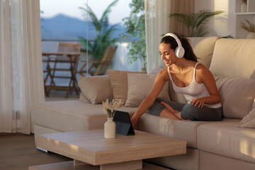 Yogi preparing online yoga class at home