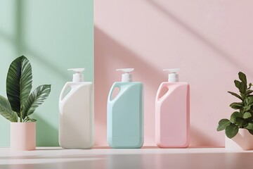 Pastel Plastic Bottles: Minimalist Product Packaging Design
