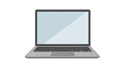 Sleek Laptop Design: A modern laptop, showcased in a minimalistic, straightforward design with a blank screen, perfect for a tech or business-related concept.