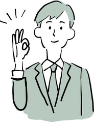 Businessman Giving OK Sign Hand-Drawn Style Illustration