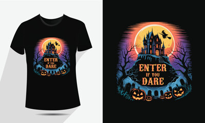 Spooky Halloween T-Shirt Design – Scary Pumpkin, Ghost & Skull Vector Art for Creepy Holiday Vibes