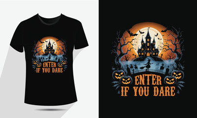 Spooky Halloween T-Shirt Design – Scary Pumpkin, Ghost & Skull Vector Art for Creepy Holiday Vibes