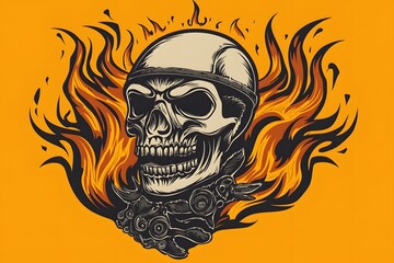 Fiery Skull in Helmet: A Bold Graphic Design