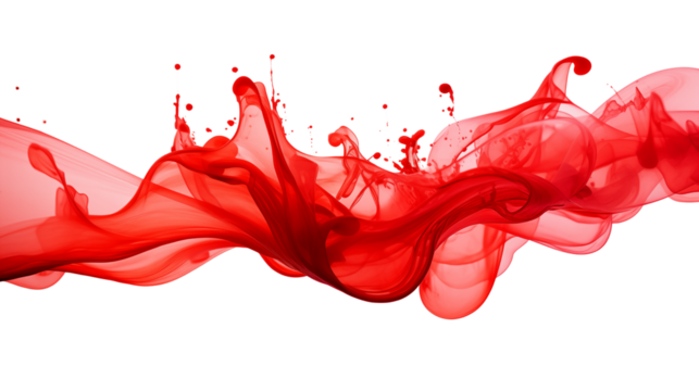 Red smoke floating on transparent background