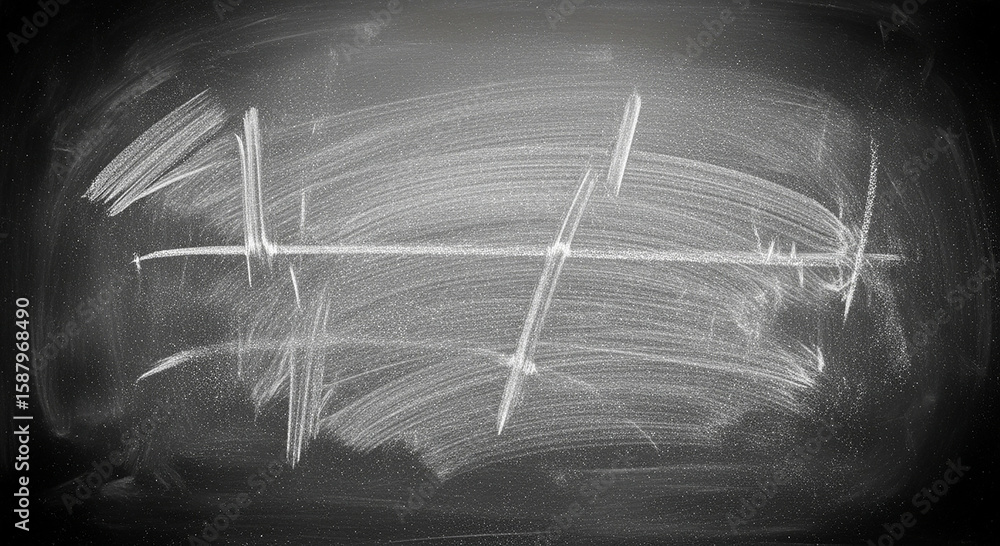 Poster abstract chalk lines and smudges create a textured artistic pattern on a dark blackboard background 
