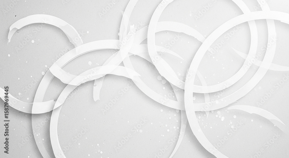 Poster abstract white curved lines and dots on a textured light gray background creating a modern and minim