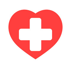 Fototapeta premium Red heart with a white medical symbol representing first aid and medical help