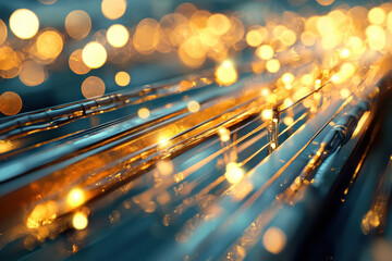 Vibrant display of glowing lights and shimmering reflections creates captivating atmosphere, showcasing energy and innovation
