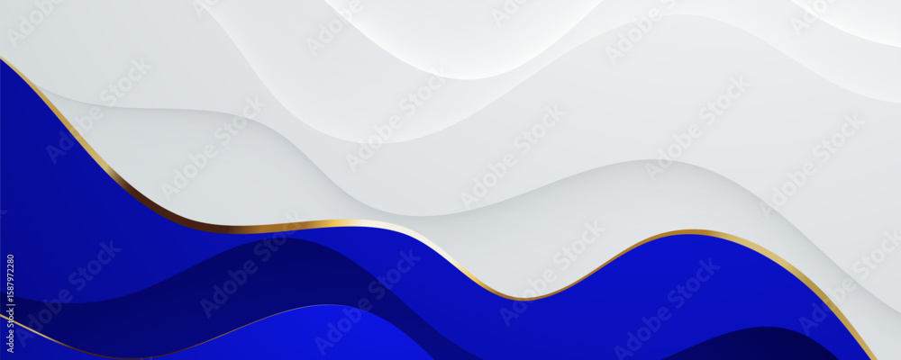 Poster blue abstract wave background with curved lines and modern design