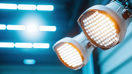 Bright spotlights illuminate modern space, showcasing advanced LED technology and creating vibrant atmosphere