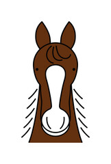 シンプルでポップな馬の正面顔の線画イラスト　年賀素材　午年