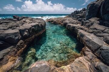 Coastal rock pool, turquoise water